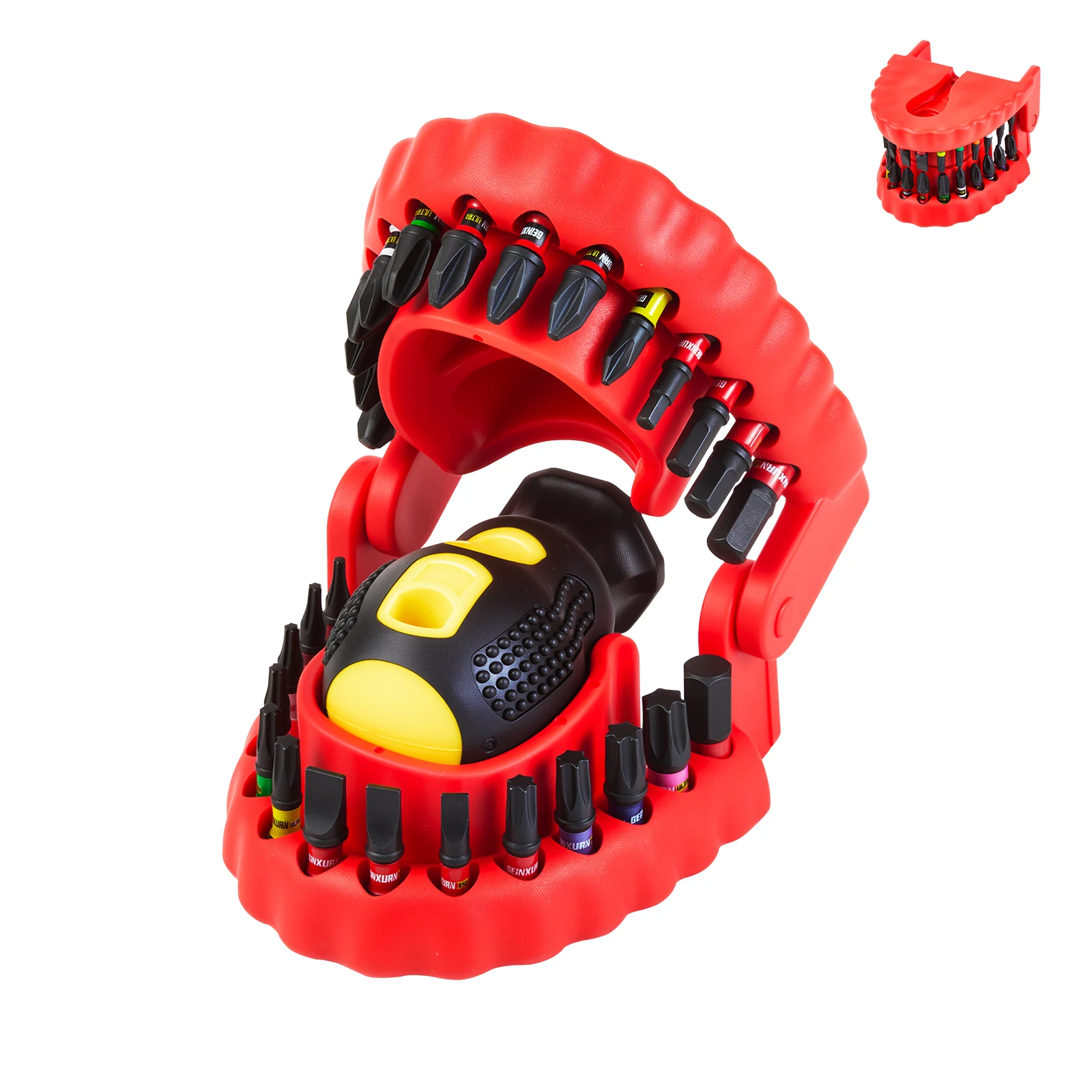 

Набор отверточных насадок Geinxurn 29 шт. 25 мм с трещоточной отверткой PH, PZ, SL и кейсом-органайзером в форме шестерни