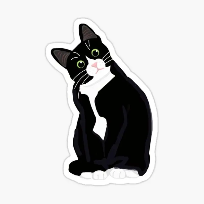 Etiqueta do gato do smoking para a decoração do portátil, arte bonito dos desenhos animados para o quarto e o carro, mala pública elegante