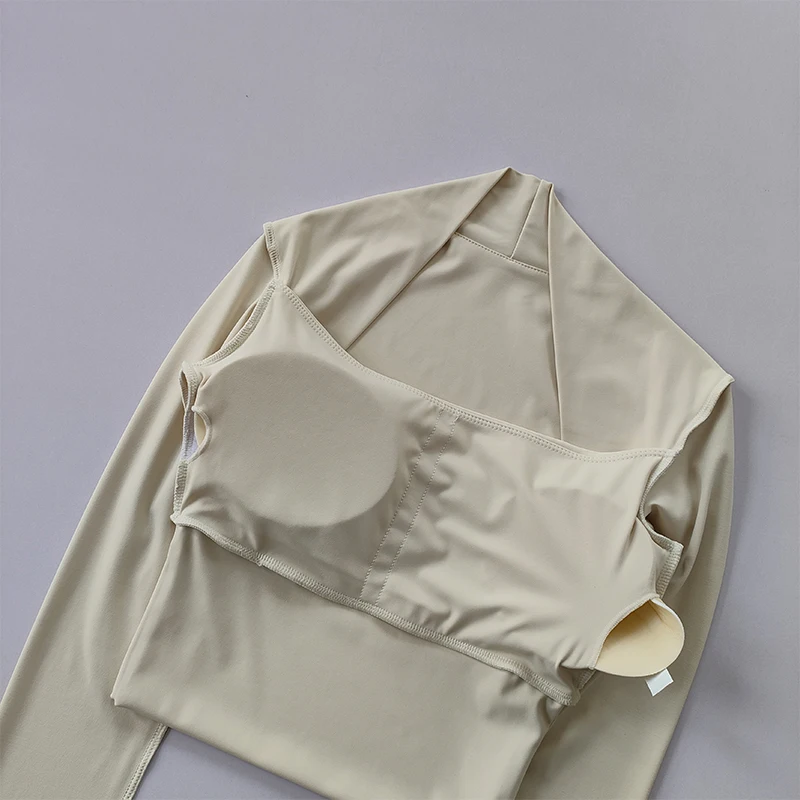 Fitness-Brustpolster-Sporttop für Damen, Langarm-Shirts, Pra Speed Up, kurze elegante Tanz- und Yoga-Kleidung, kleiner Taillenbund, Fitnessstudio – Detail 13