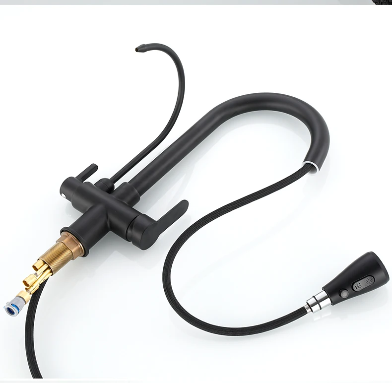 3 Ways Touch Filter Kitchen Faucets with Pull Down Sprayer Hot Cold Water Tap Matte Black Sensor Pull Out Touch Kitchen Faucet