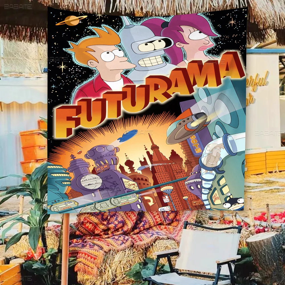 Cartoon F-Futurama Creative Pattern Hanging Flag Polyester Printed Banner Hand Pulled Flag