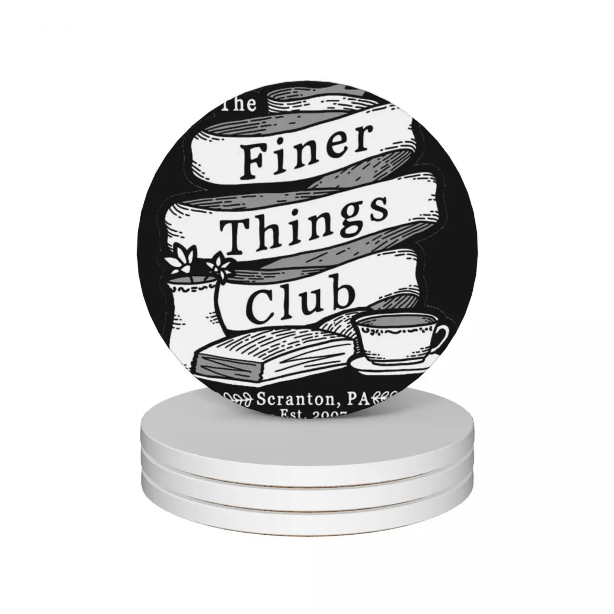 

Finer Things Club Ceramic Coasters (Set of 4) customized household utensils kitchen for drinks aesthetic slate Coasters