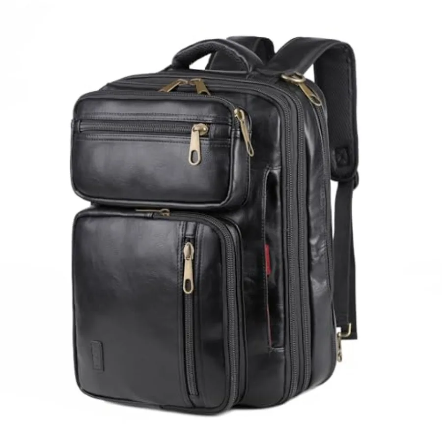 

Vegan Leather Laptop Backpack Briefcase Hybrid 15.6 Inch Laptop Travel Backpack Hiking College Backpack for Men BC-04