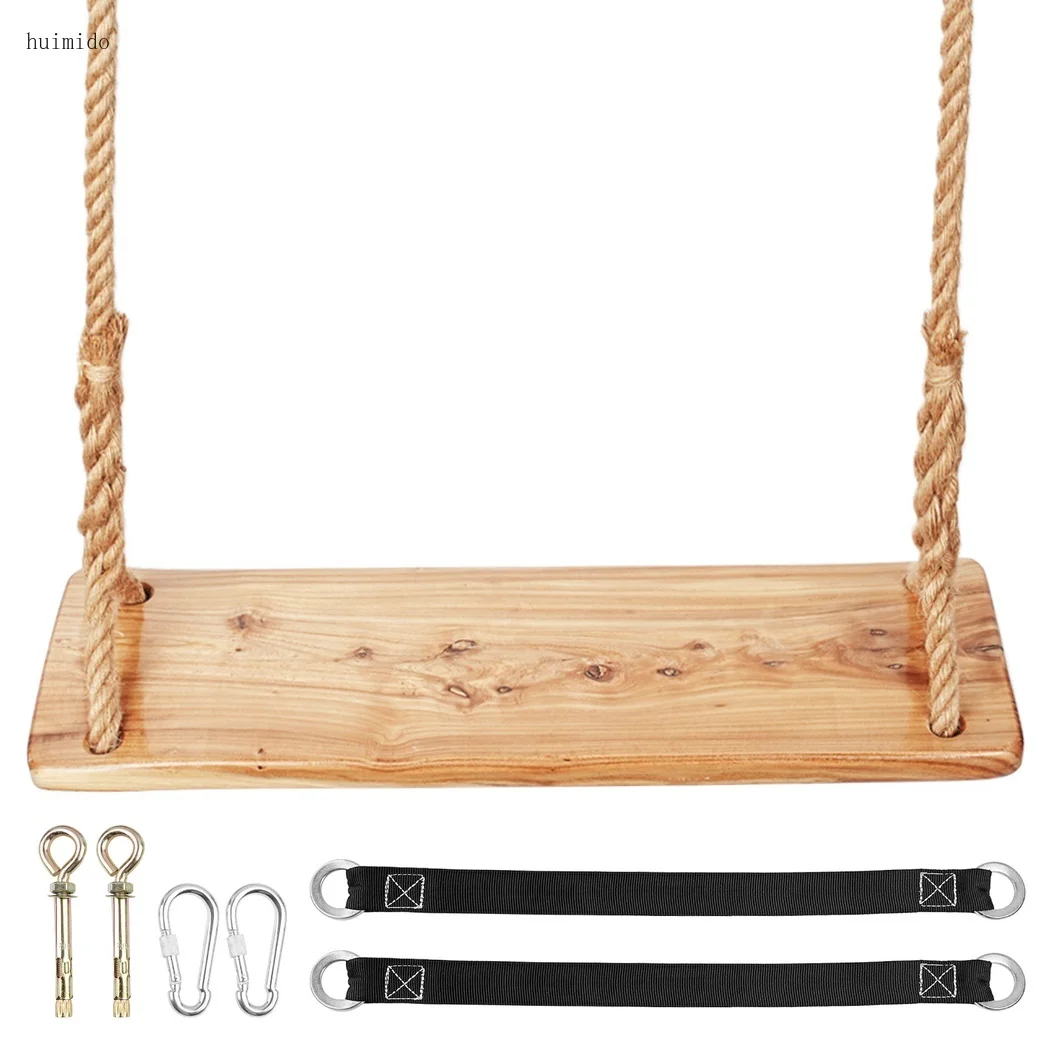 For Wooden Tree Swing 500lbs Load Capacity Wooden Swing For Kids Adults Adjustable Height Waterproof Hanging Swing Seat For Outd