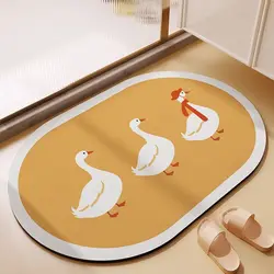 만화 규조토 진흙 변기 흡수성 바닥 매트, 변기 문짝 발 패드, 빠른 건조, 욕실 문짝, 미끄럼 방지, 부드러운 매트
