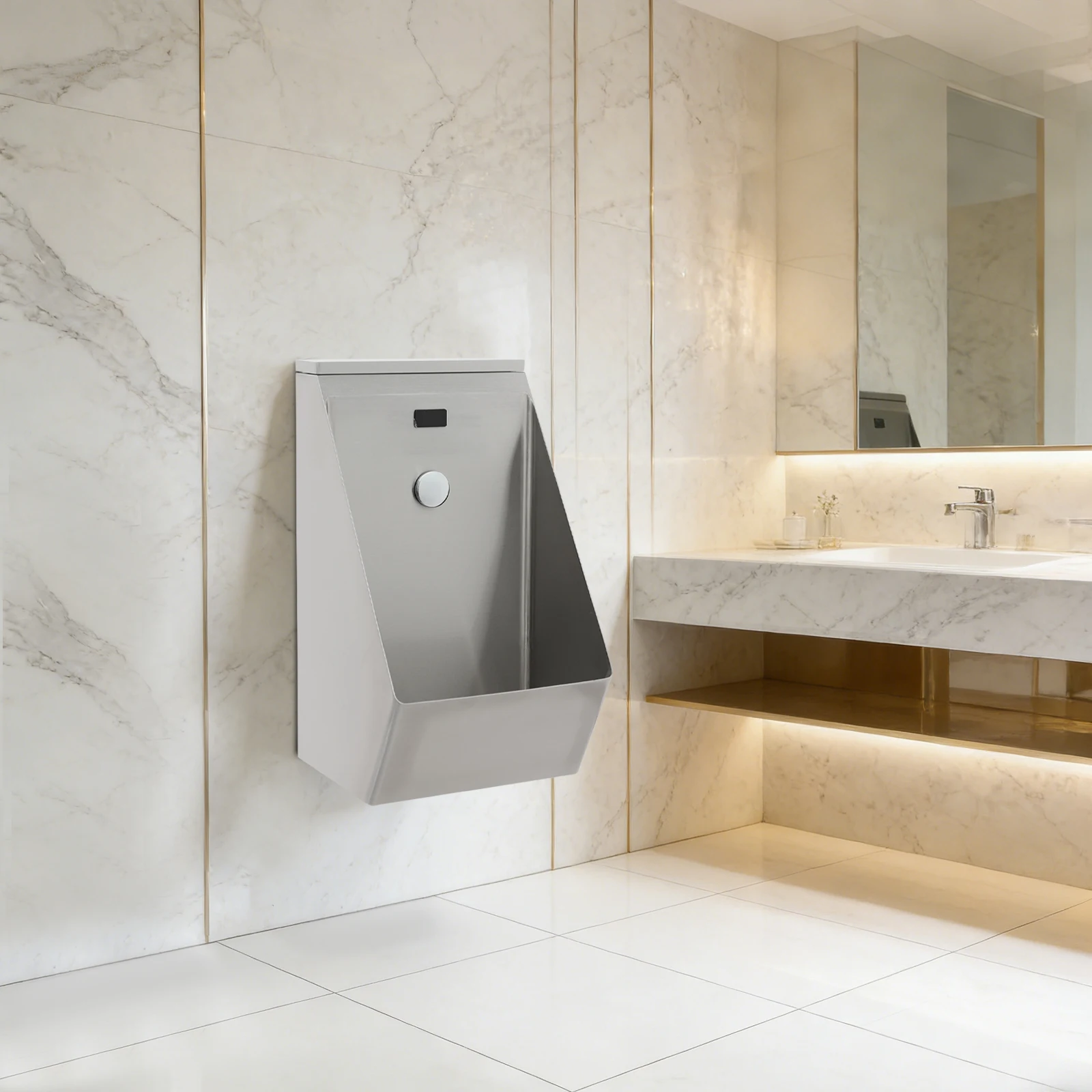 Automatic Sensor Urinal Wall Mounted Sensor Toilet Rose Gold/Silver for Men, Men's Bathroom Toilet