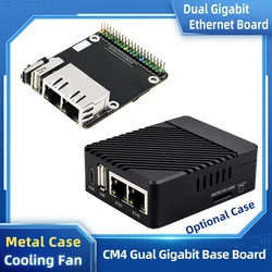 CM4 Mini Dual Gigabit Ethernet Base Board for Raspberry Pi Compute Module 4 with RJ45 USB C Power Port GPIO Header TF Slot