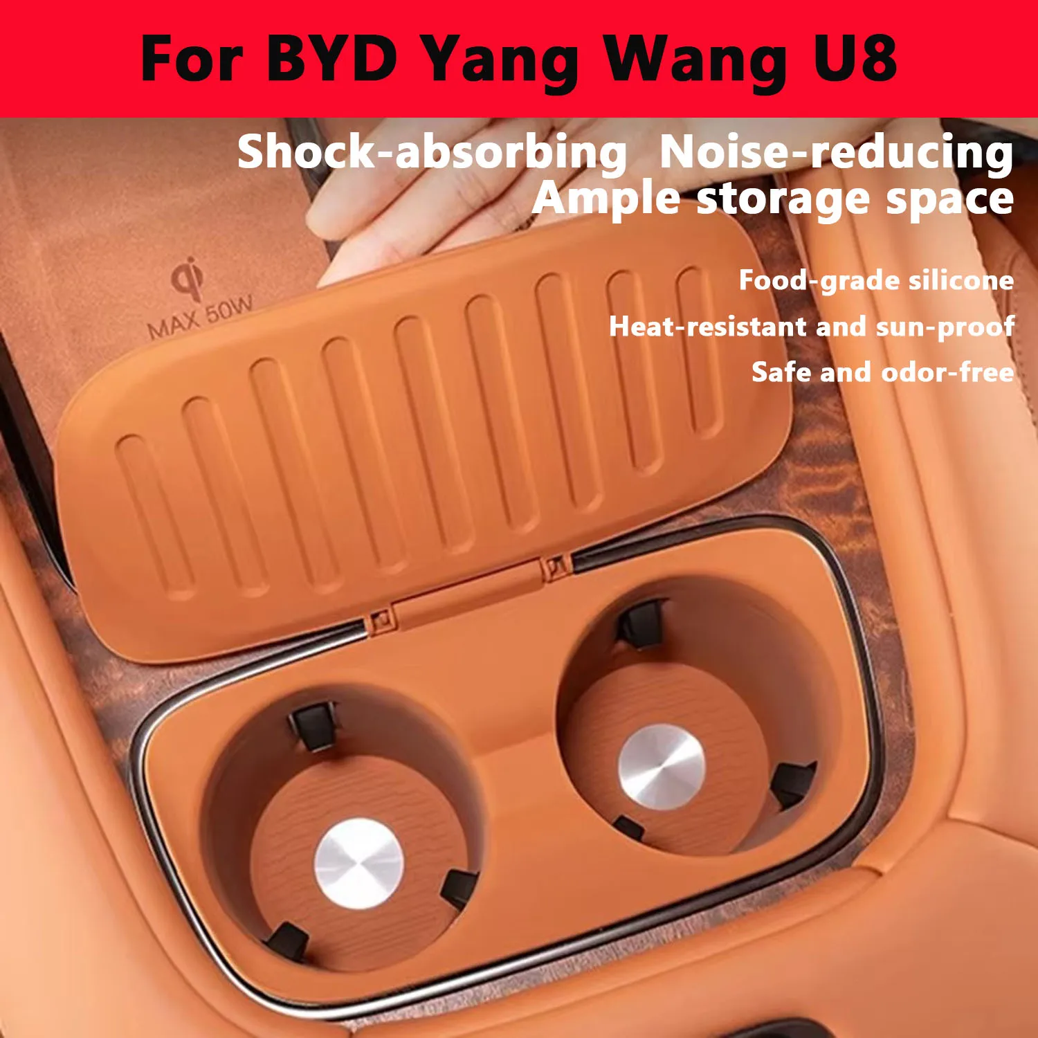 For BYD Yang Wang U8 2023-2025 Car Central Control Cup Holder Silicone Protective Pad Modified Car Interior Upgrade Accessories