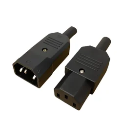 IEC Straight Cable Plug Connector C13 C14 10A 250V Black Female Male Plug Rewirable Power Connector 3 Pin AC Socket