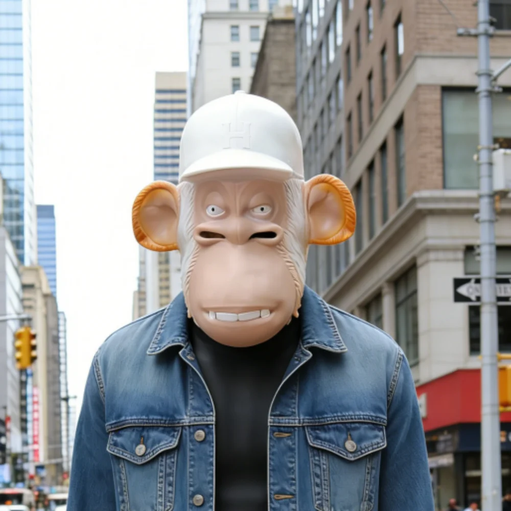 Funny Latex Monkey Mask with Cap, Halloween Gorilla Ape Cosplay Mask for Party, Carnival, Costume Decor