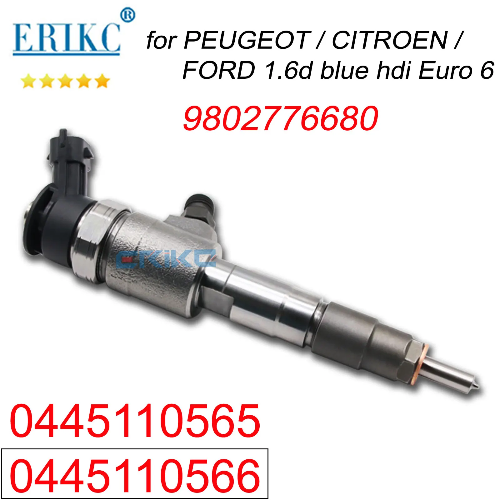 0445110565 0445110566 Car Parts Injection 0 445 110 566 Diesel Injector 0 445 110 565 for Bosch Citroen Ford Peugeot 9802776680