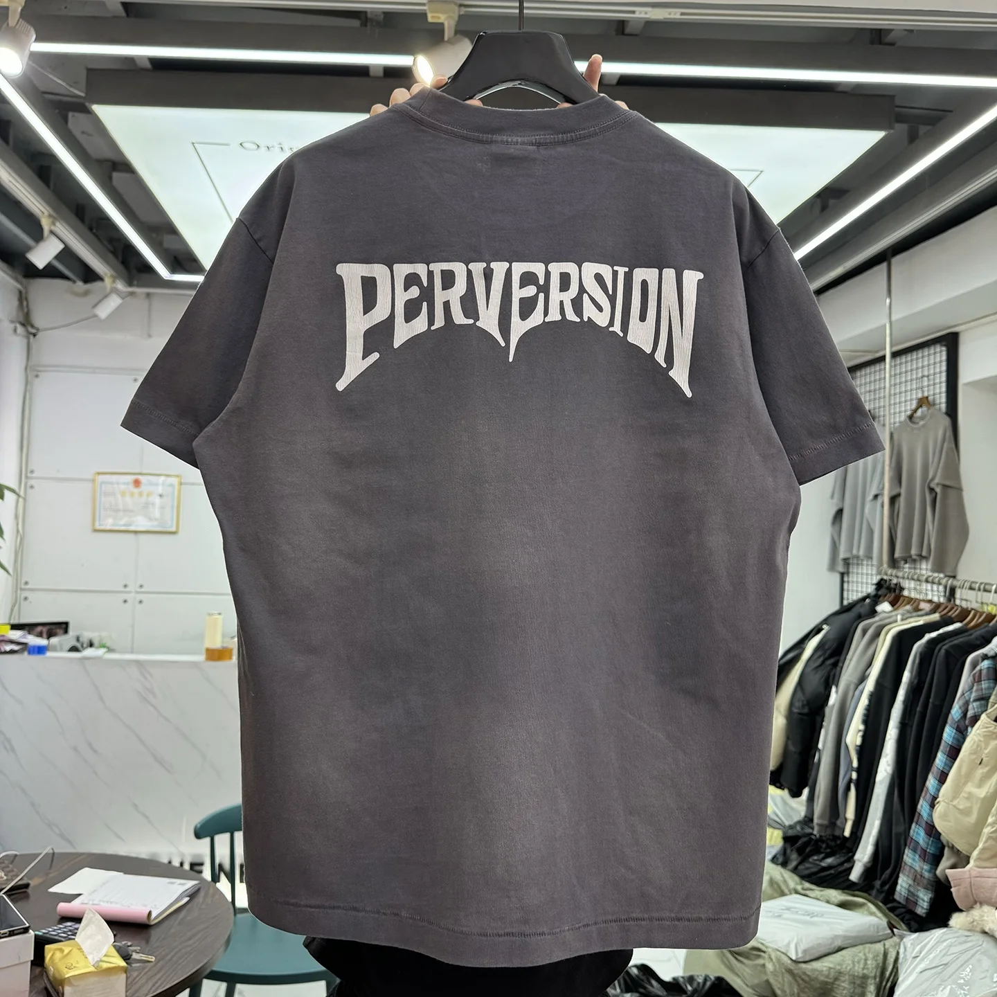 Retro Skeleton Letter Cra Print ort Sve Oversize High Street ex Loose Casual round Ne T-irt American Sle