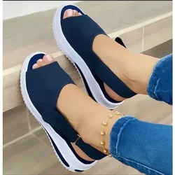 Summer Women's Shoes Platform Sandals Stretch Fabric Fashion Shoes Women Comfort Walking Ladies Sandalias Female Casual Footwear