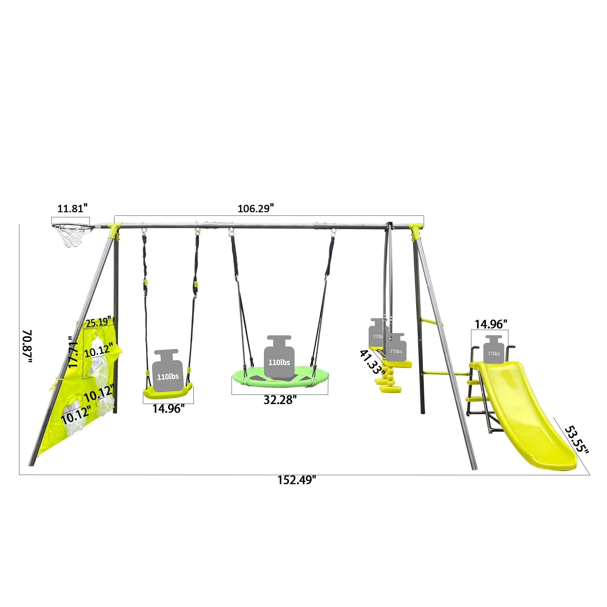 Outdoor Toddler Saucer Swing Set for Backyard, Playground Tree Swing Sets with Steel Frames, with Disc Tree Swing Playset