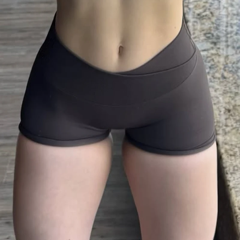 Vision Shorts 4.5'' Crossover Waist Seamless Yoga Shorts Hip Lifting Women Workout Gym Shorts Fitness Scrunch Bum Sports Shorts - Image 2