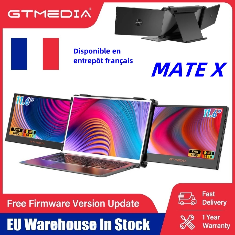 GTMEDIA 11.6Inch Triple-screen Portable Monitor 1080P HD Laptop Extender Screen For 13.0-17.3in Laptop France Warehouse In Stock