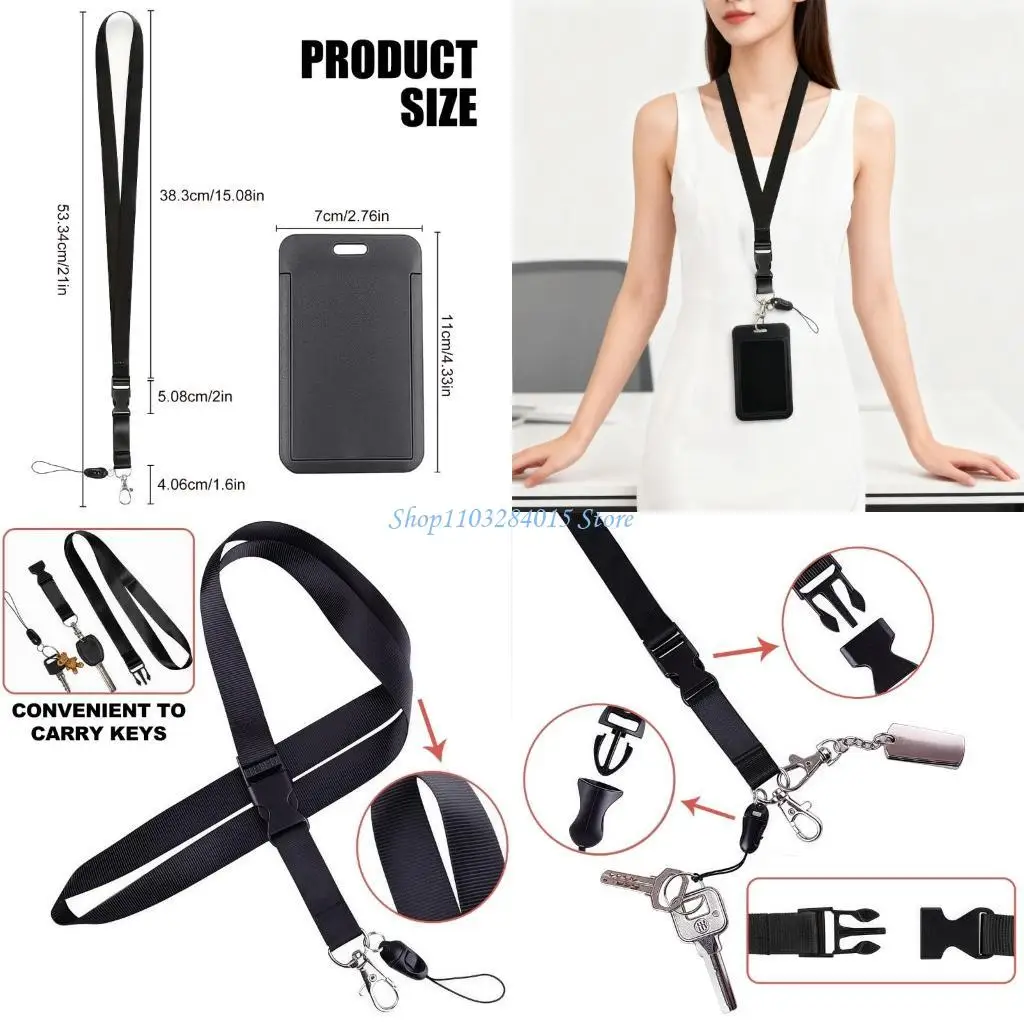 R6FF Phone Lanyard Card Holder Water Resistant Card Case with Removable Neck Lanyard