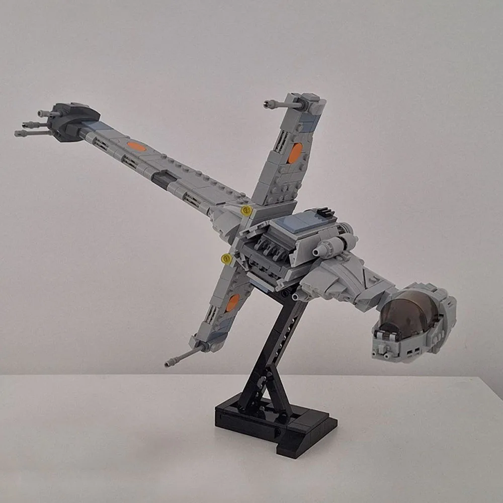 New MOC Space Wars B-wing Fighter Spaceship Battle Model Aircraft Building Blocks Stand Assembly DIY Children's Toy Boy Gift Set