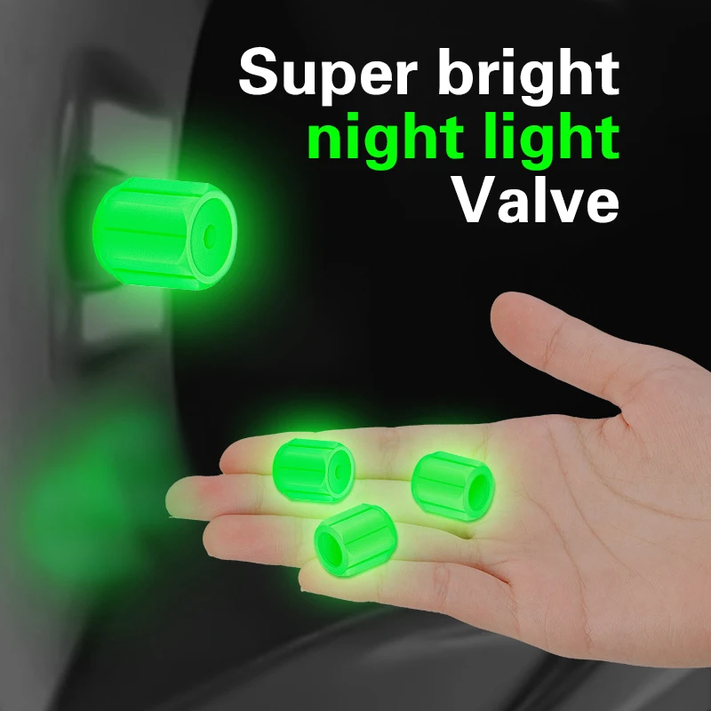 Luminous Tire Valve Caps For Car Motorcycle Bike Wheel Hub Styling Tool Glow In Dark Valve Stem Air Dust Rim Cover Accessory view 3