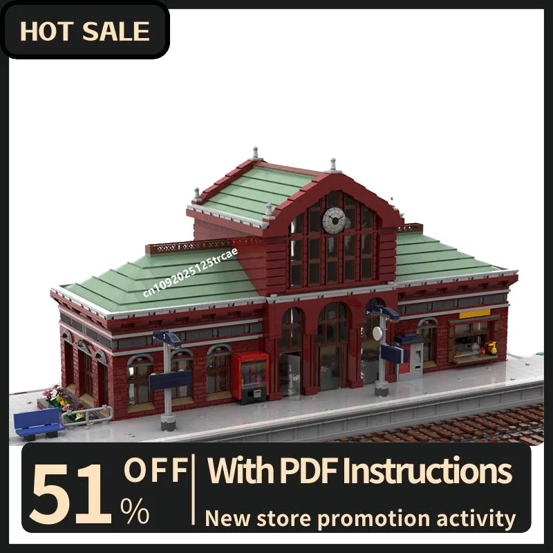 New City Hot Selling Street View Moc Modular Central Station V2 Model Building Blocks Diy Creative Ideas Kid Toys Birthday Gift