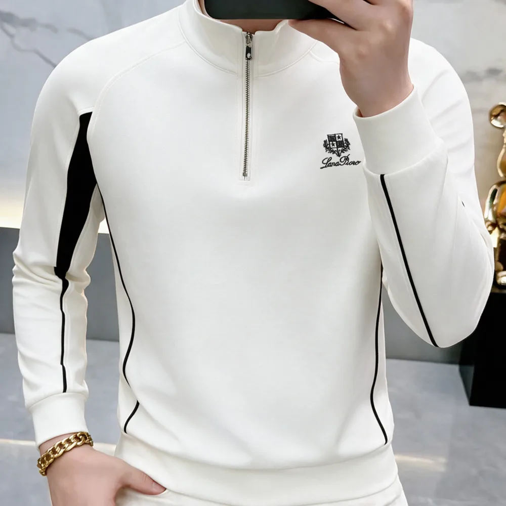autumn 2026 Men Casual Fashion Hoodie Man Simple Elegant Stand Collar Sweatshirt Men Club Outfits Trend New Men Long Sleeved Top