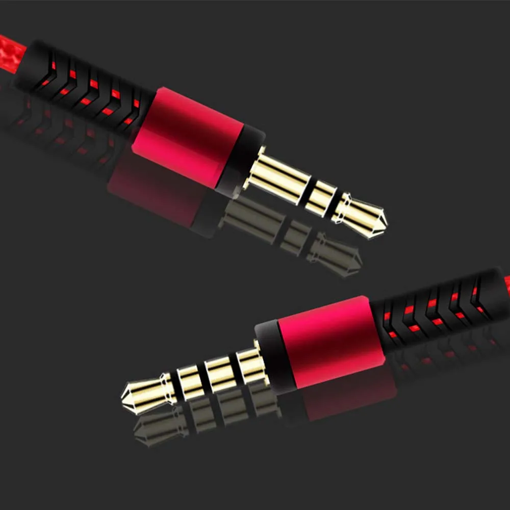 Cord Earphone Gold-plated Plug With Mic Volume control Speaker Line Nylon Braid Aux Cable Audio Cable Car Aux Cord Audio Wire