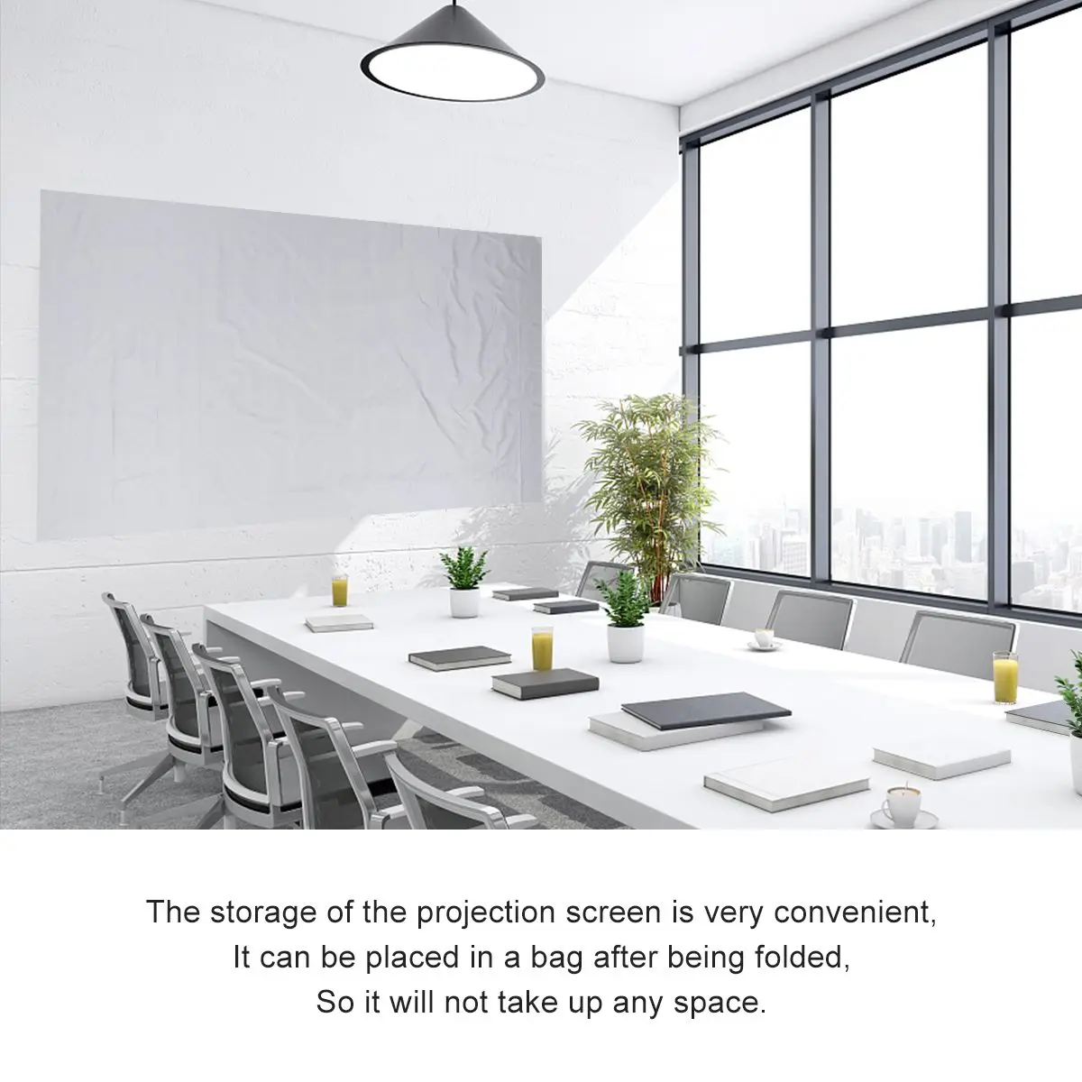 Portable Foldable Projection Screen Wall Mountable 100 Inch 16:9 Light Resistant Wrinkle Proof Metal Coated Surface High Quality