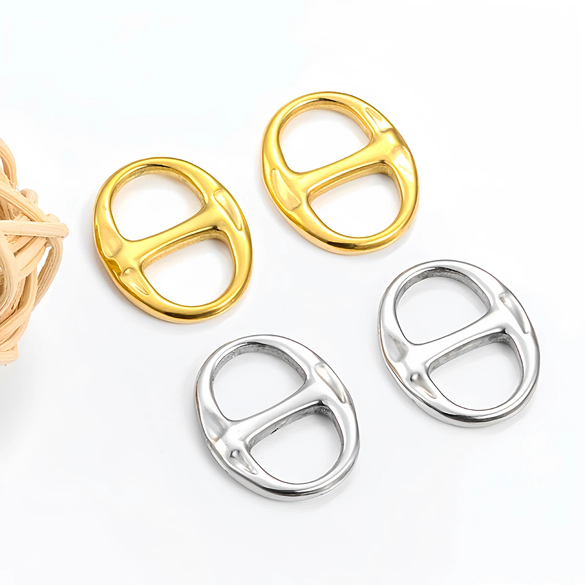 2-5 Stück Edelstahl-Anhänger, ovale Schmuckverbinder, nicht verblassend, für DIY handgemachte Armbänder, Halsketten, Zubehör – Detail 3