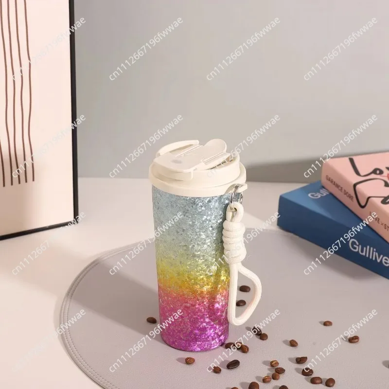 Gradient color stainless steel insulated cup with double-layer cold and heat preservation,large capacity suitable for car travel