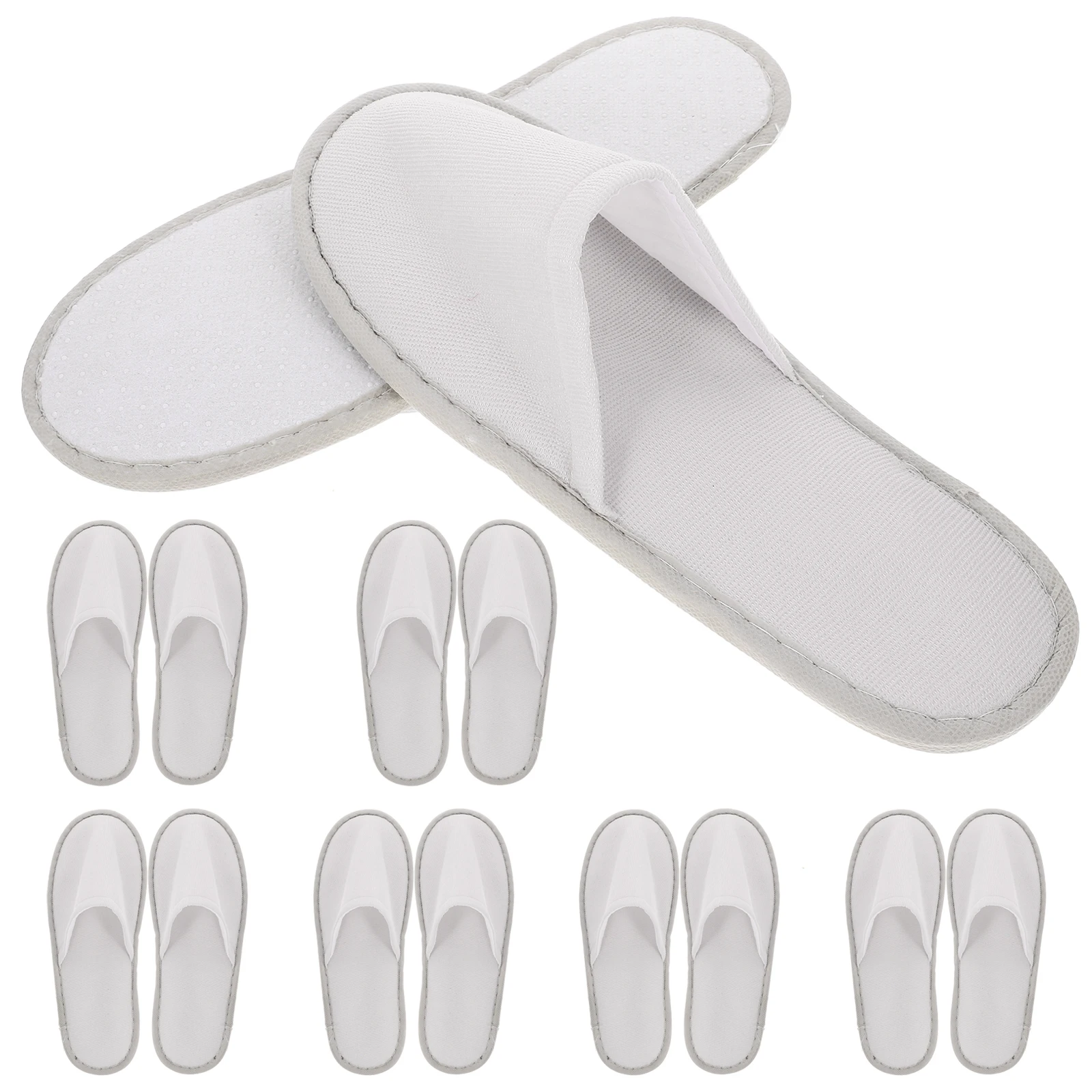 

10 Pairs Cotton Linen Non-slip Slippers Disposable Guest White Grey Hotel Home Travel Skid Proof Safe Soft Practical