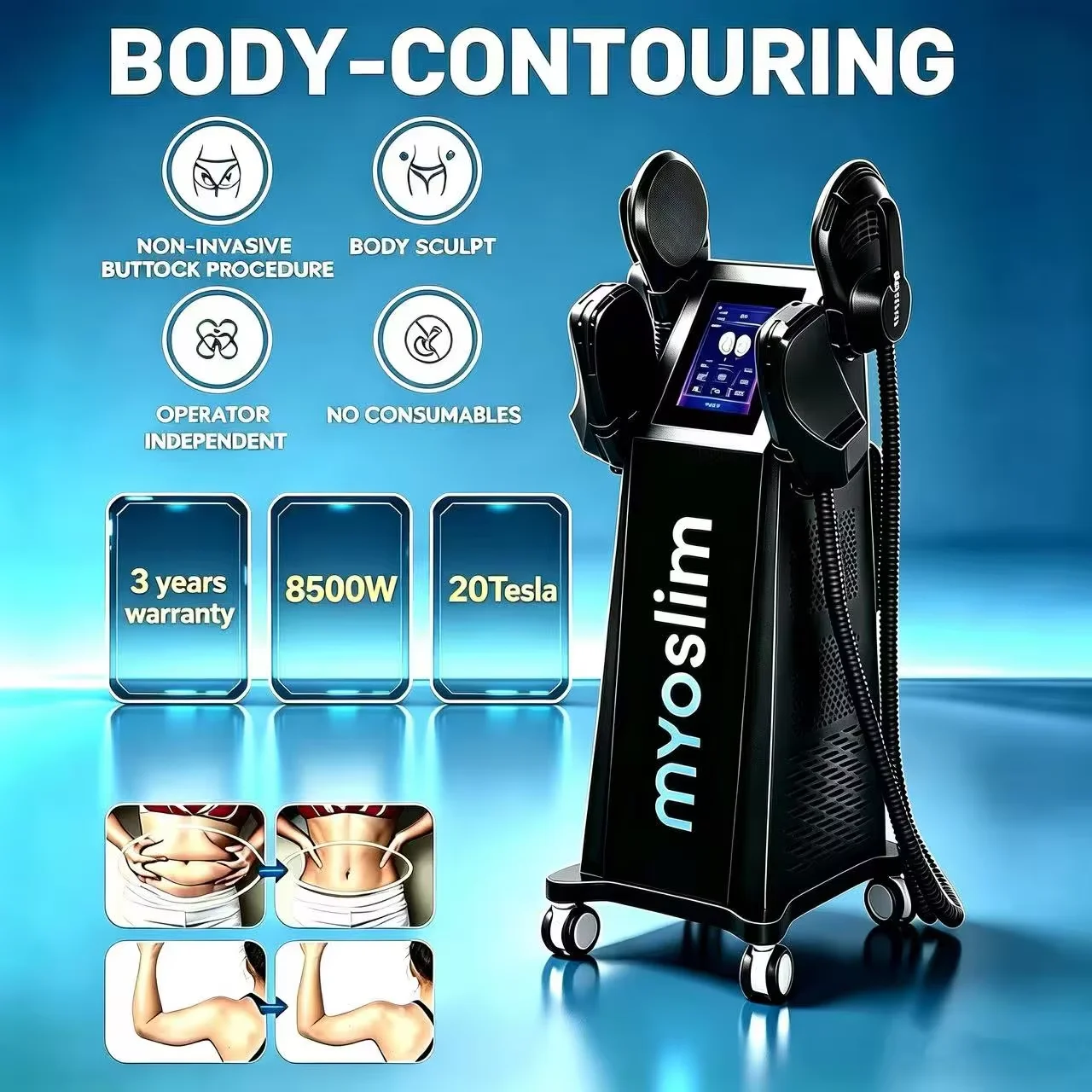 Myoslim Slimming Machine EMS Body Sculpt Machine Electromagnetic Stimulate Sculpting Muscle Fat Burning Weight Lose Equipmen