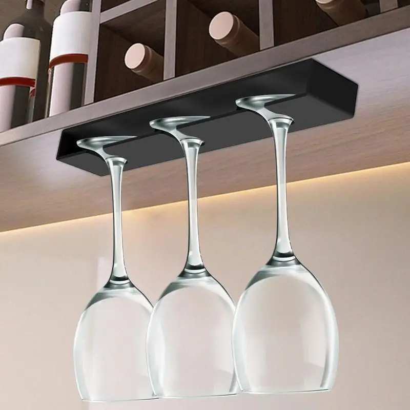 

Wine Glass Holder Under Cabinet Space-Saving Wine Glass Organizer Hanger Glassware Drying Holder For Restaurant Pub Parties