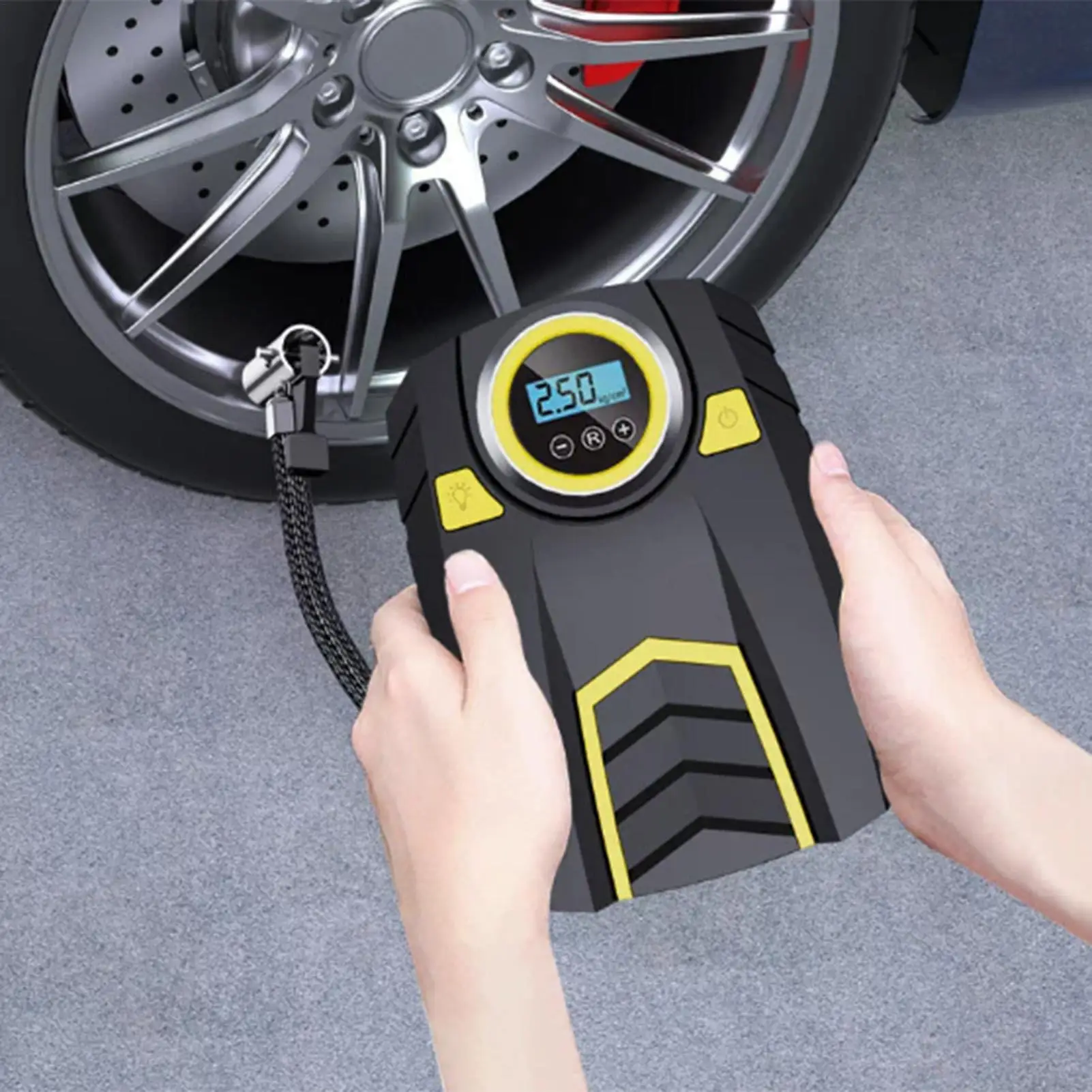 

Portable Air Compressor Portable Air Pump For Car Tires Nighttime Lighting Multi-Function Device With 3 Gears Brightness For