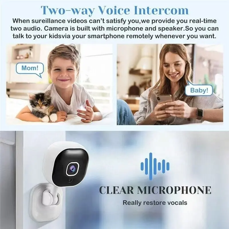 24-hour delivery Indoor Mini 1080P HD Wifi Camera 2PCS Night Vision Home Security Surveillance Camera Two-Way Audio Human