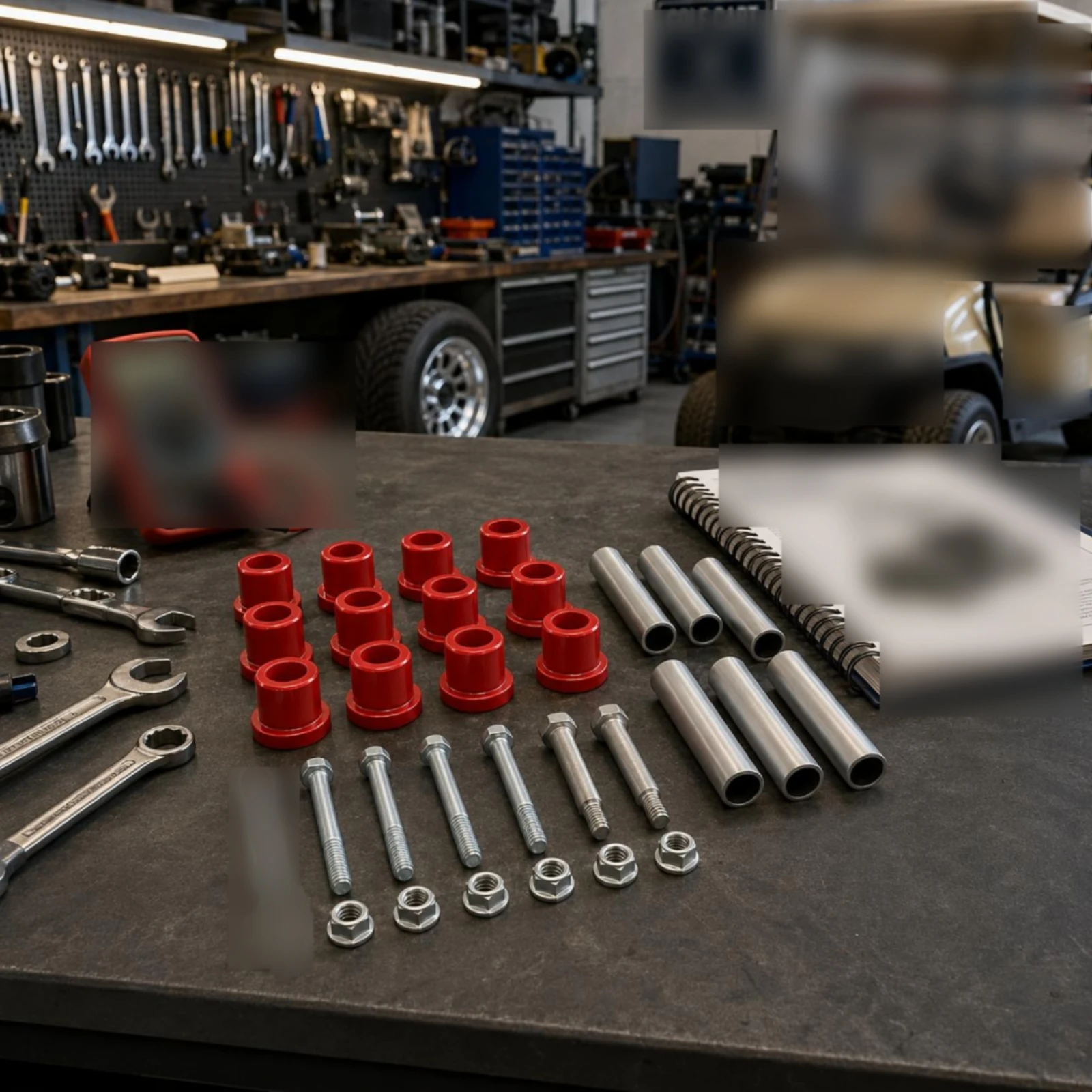 

EZGO Spindle Bushing Kit Red Plastic Golf Cart Spindle Kit Steel Plate Easy Installation