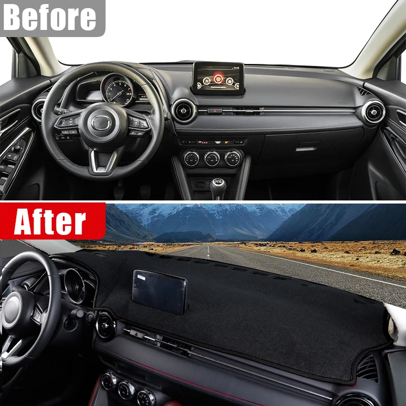 Car Accessories For Mazda 2 DJ DL 2015-2018 2019 2020 2021 2022 2023 Dashboard Cover Avoid Light Mat Sun Shade Anti-UV Carpets