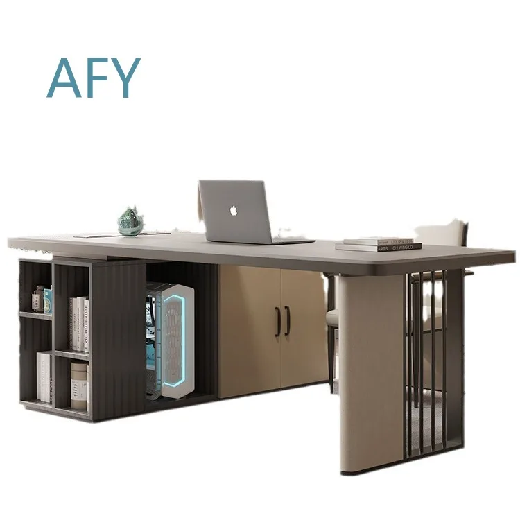 Rock Slab Tea Table Desk for Modern Home Office Computer Desk for Boss Office Light Luxury Dual Purpose Integrated Table for