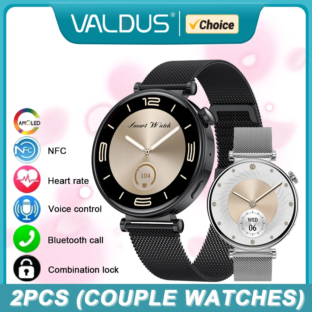 

VALDUS VL41 PRO Couple's Smartwatch BT Call Heart Rate Fitness 100+ Sports Waterproof 1.32 inch Long Battery Life AMOLED Watches