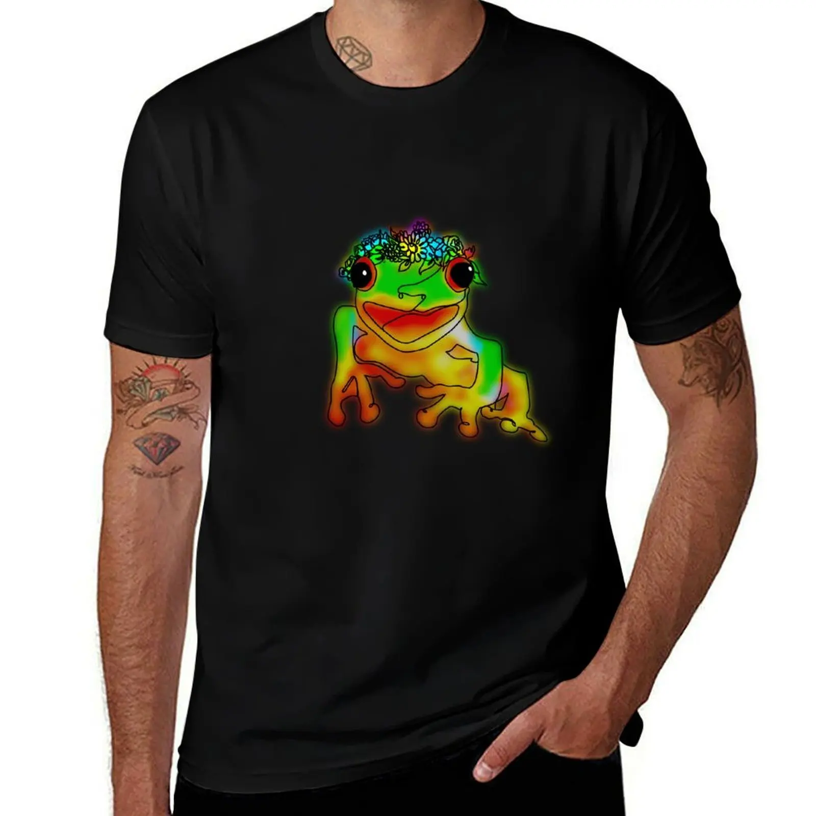 

Cute Frog with Flower Crown – Whimsical Kawaii Amphibian Illustration for Nature Lovers & Cottagecore Aesthetics T-Shirt