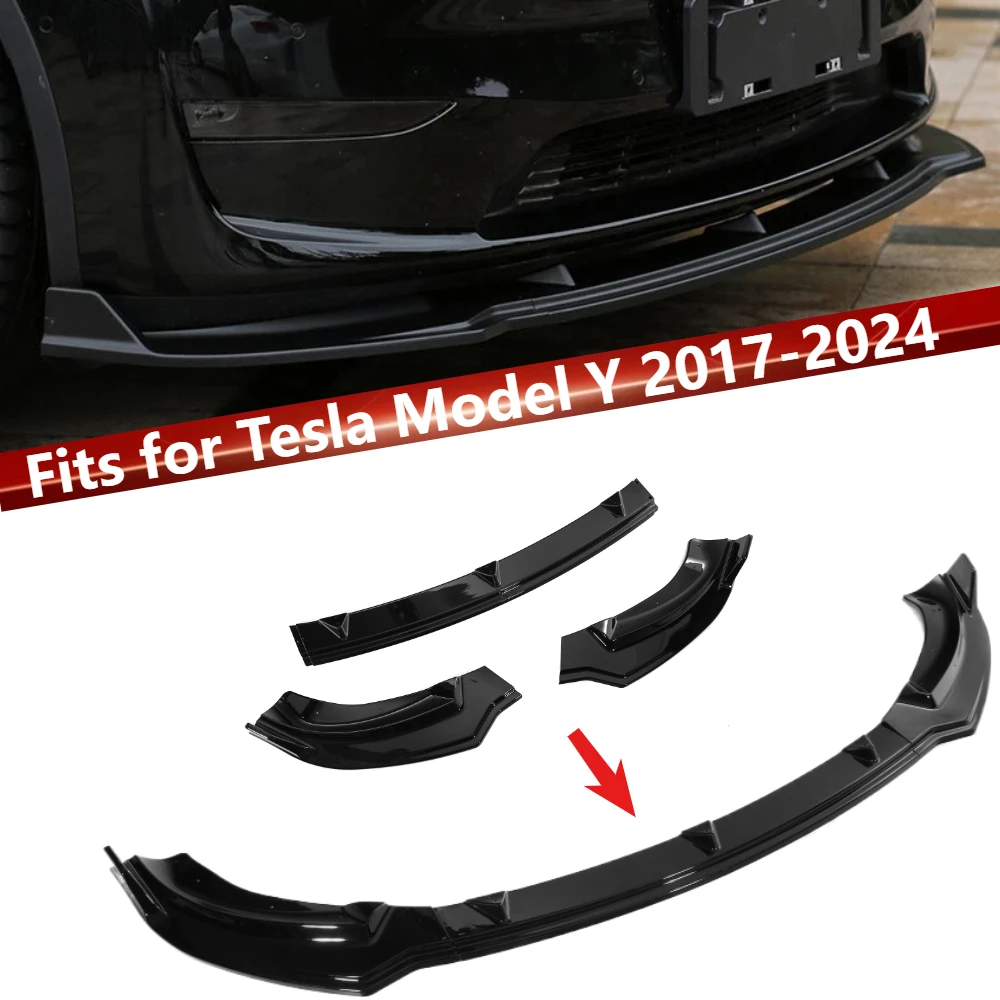 

3Pcs/set Front Bumper Lip Spoiler Body Kit Wing For Tesla Model Y 2017-2024
