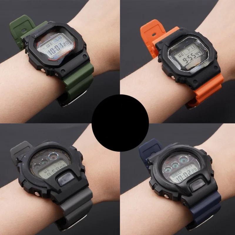 Correa de silicona para reloj Casio pequeño cuadrado Dw-6900 DW-5610 Gxl-5600 GWX-5600 Correa de resina de 16mm Correa