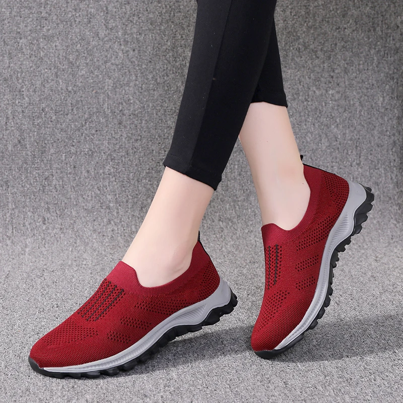 

Женские теннисные туфли Zapatillas, женские дышащие сетчатые носки без шнуровки, уличные женские кроссовки на толстой подошве, женская обувь 4