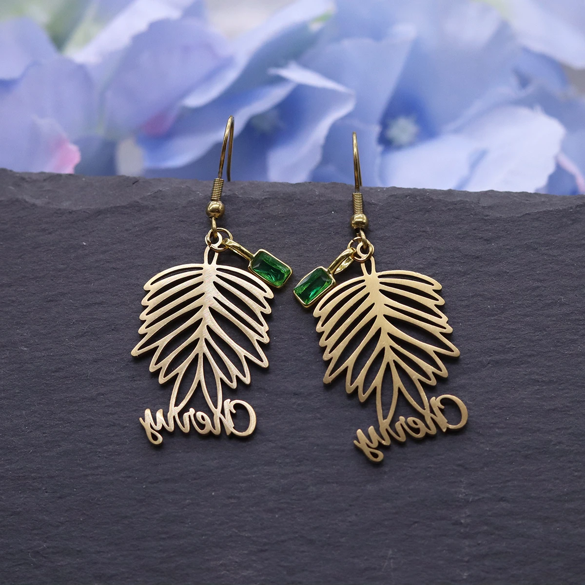 Todorova Custom Name Tropical Palm Tree Leaf Earrings Stainless Steel Bohemian Hollow Plant Drop Earrings Beach Brincos - view 5