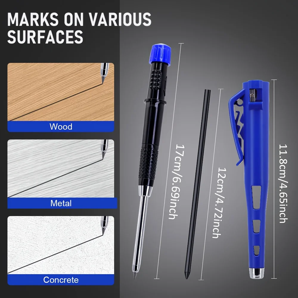2.8 مللي متر النجارة قلم رصاص النجارة العميق حفرة ماركر المدمج في مبراة الحفرة العميقة بمناسبة قلم رصاص ميكانيكي معدن طويل الرأس