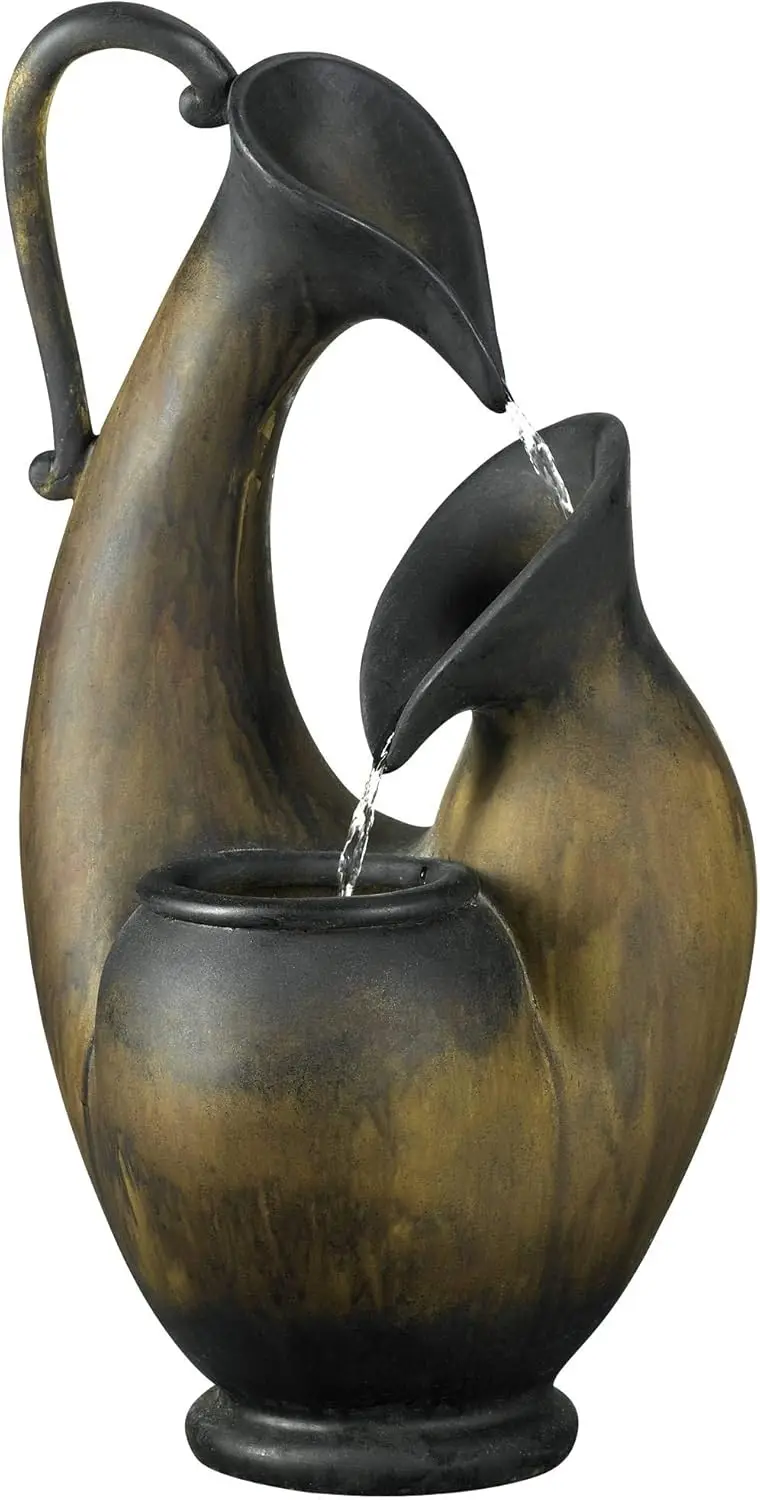 

Фонтан-водопад для улицы, 24 дюйма, в деревенском стиле, под состаренный камень, настольный, многоуровневый, с эффектом каскадной воды