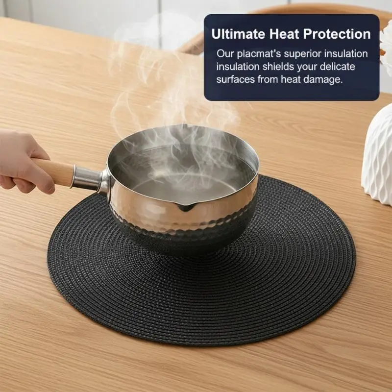 Round Woven Table Placemat Classic Premium Insulation Pad for Protecting Surfaces in Modern Dining RoomsGood Quality