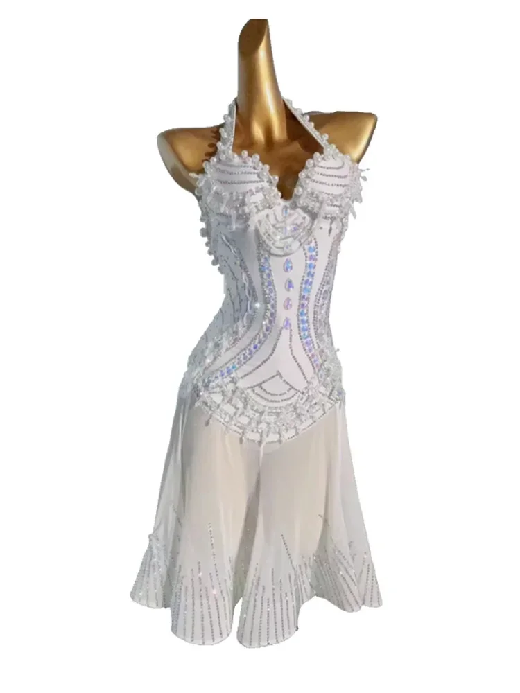 Robe de compétition de danse latine pour femmes, jupe de performance personnalisée, charbon AB, Régions ba, Chacha, tango, robes latines pour adultes et enfants