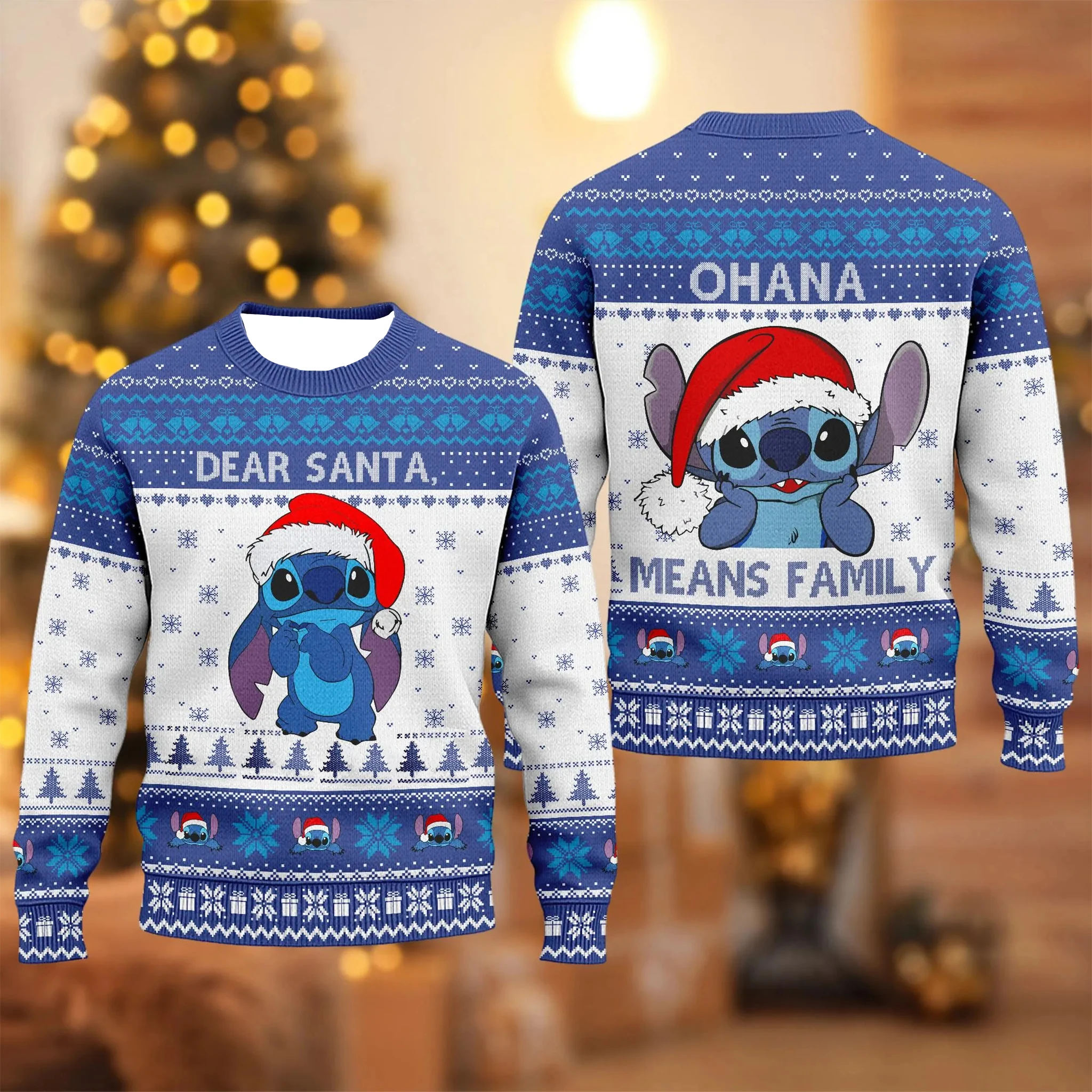 سويت شيرت بغرز عيد الميلاد للرجال البالغين، بلوفر شتوي مريح برقبة دائرية، متوفر لزي الزوجين في حفلات المهرجانات #5