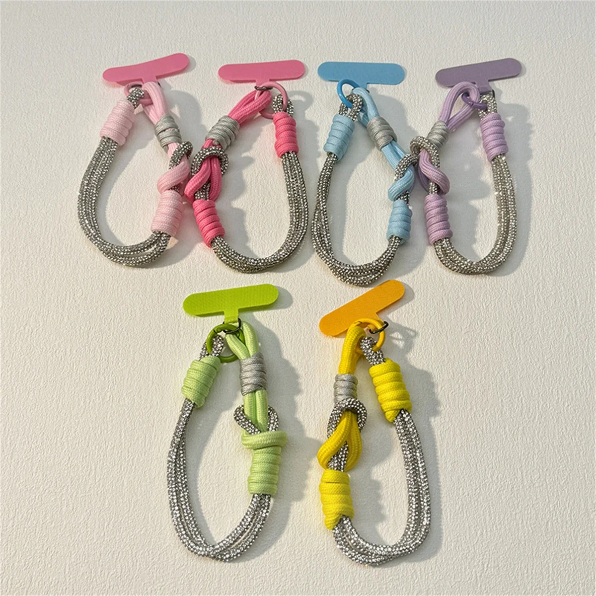 أنيق حجر الراين مضفر الهاتف الحبل معلقة مفتاح سلسلة حلقة الحبل مع التصحيح شريط للرسغ انفصال حبل آيفون 17 ProMax #2