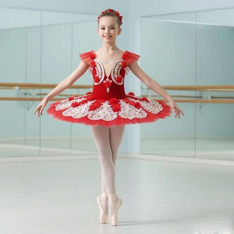 

Red Ballet Tutu Skirt Women Dress Long Vestidos For Girls Performance Clothing Swan Belly Dance Skirts